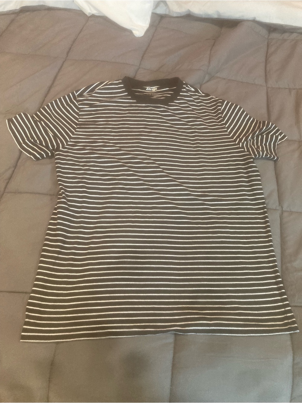 Zengjo black and white striped short sleeve shirt men